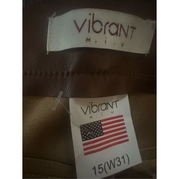 VIBRANT SKINNY WITH ankle ZIPPER cognac brown faux leather size 15 (W 31) - Picture 7 of 7